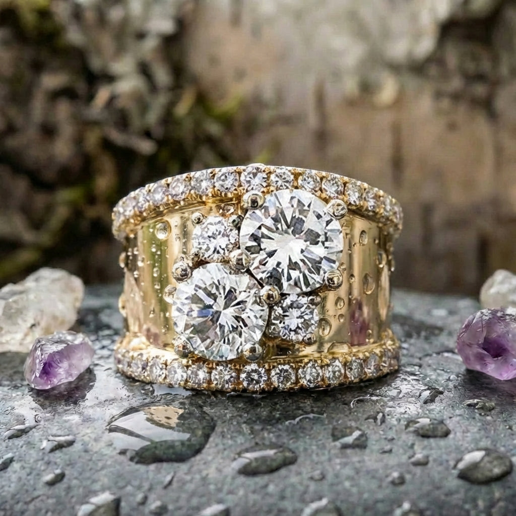 Vintage Golden Bright Zirconia Ring