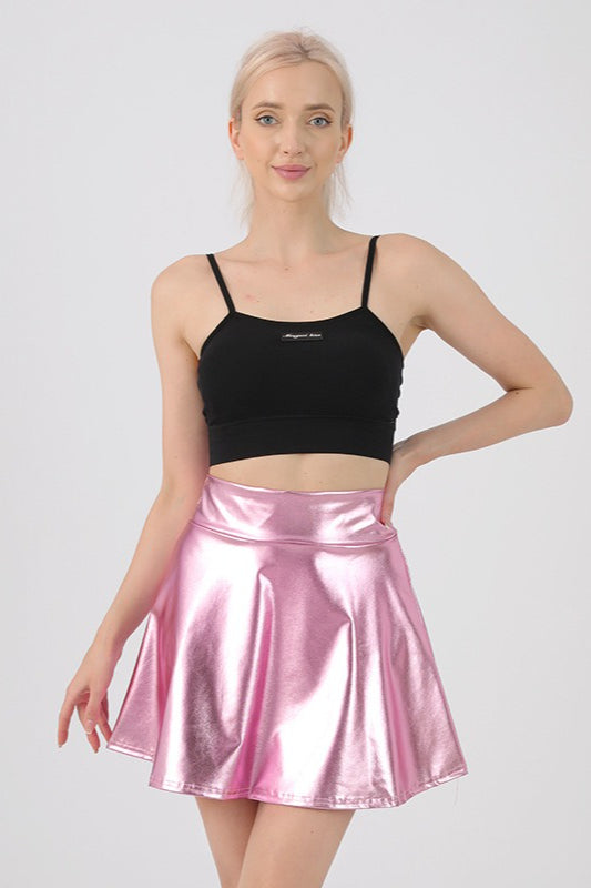 High Waist Color Glossy Performance Skirt