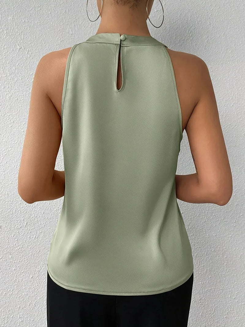 Avielle Halter Neck Blouse — Sleeveless Satin Finish Top for
