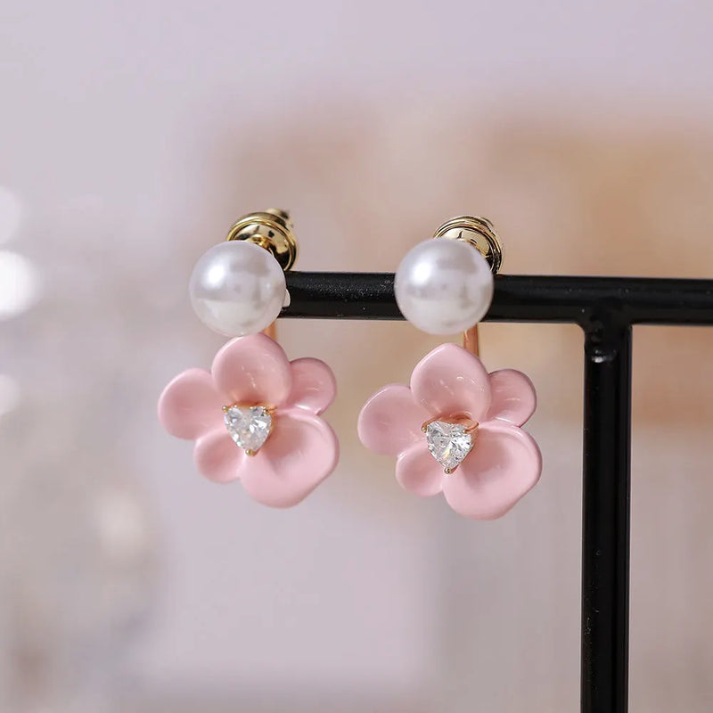 Romantic Pearl Flower Earrings