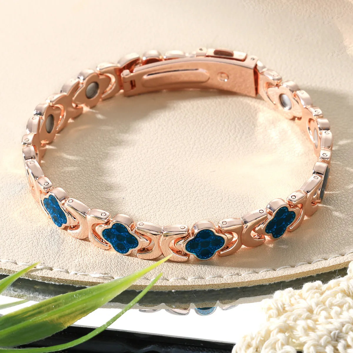 Elegant Blue Clover Bracelet