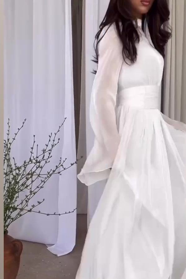 Stylish and Waist-tie Back Pleated Maxi Dress
