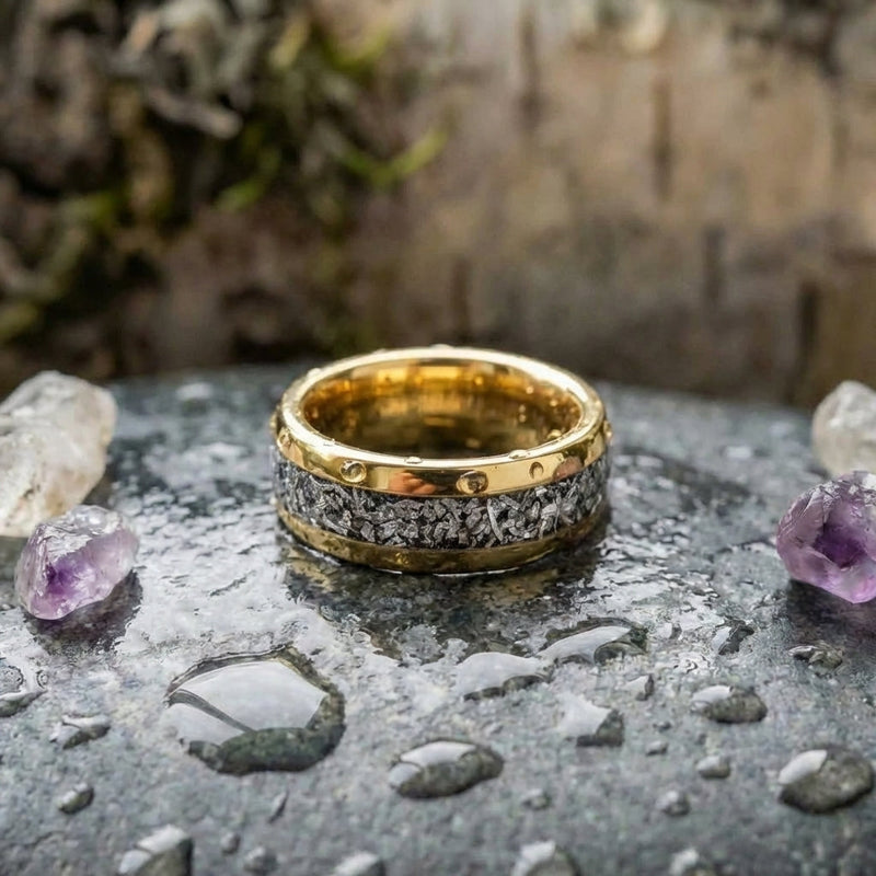 Gold Shimmer Inlay Statement Ring