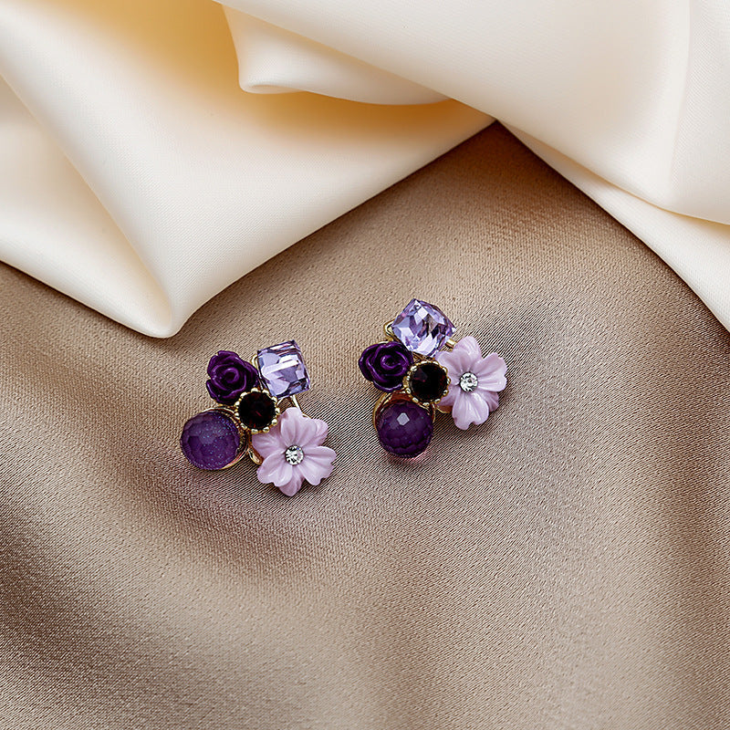 Vintage Purple Flower Earrings