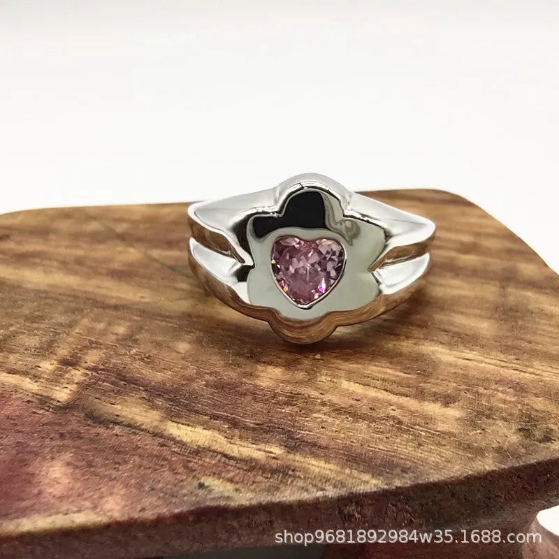 Elegant Pink Heart Ring