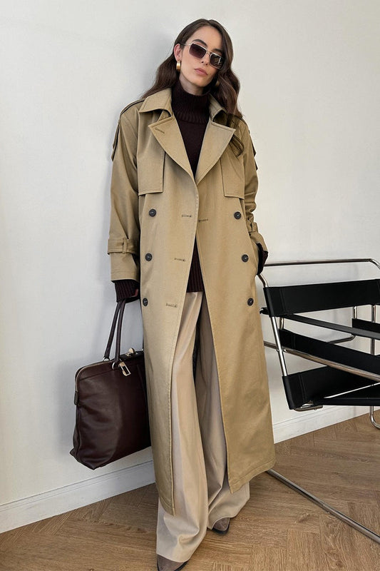 Long Cotton Tied Relaxed Overcoat