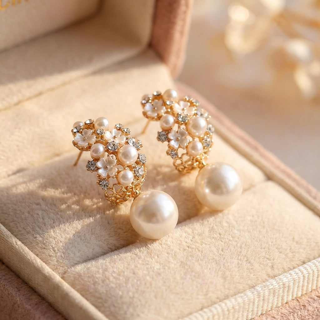Elegant Flower Pearl Earrings