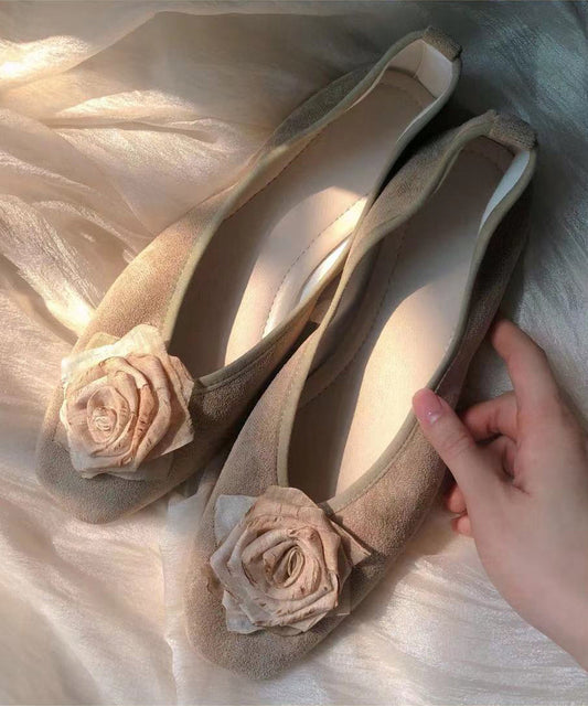 Retro Splicing Soft Flat Feet Shoes Khaki