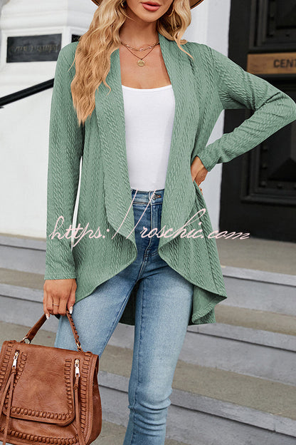 Long Sleeve Color Ruffle Loose Cardigan