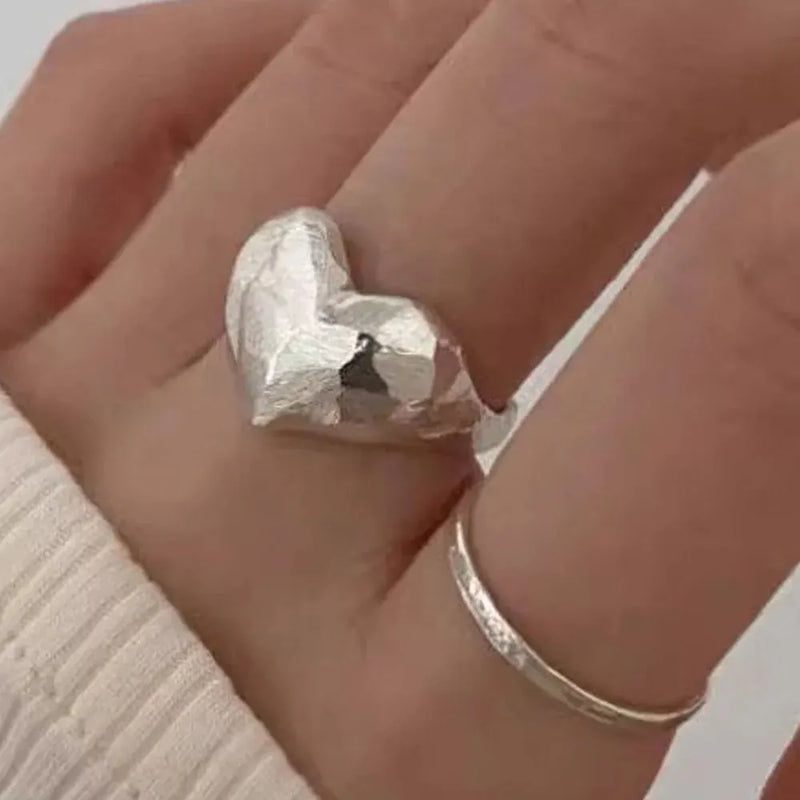 Minimalist Silver Heart Ring