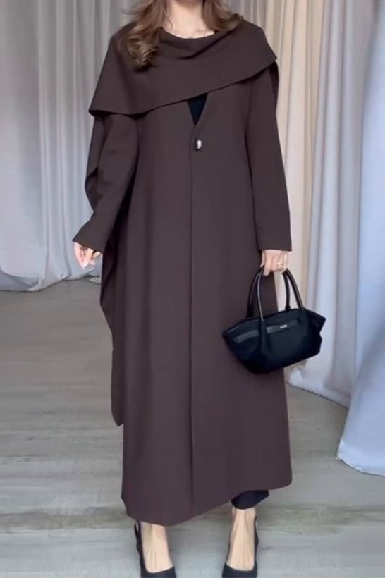 Cape Sleeve Color Long Overcoat