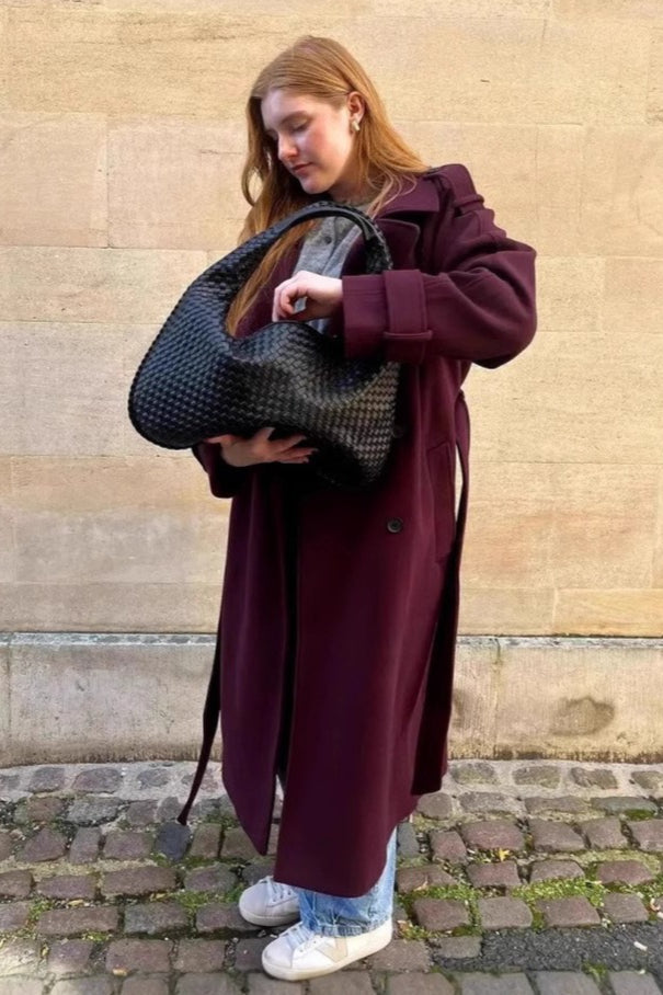 Waisted Lapel Wool Overcoat