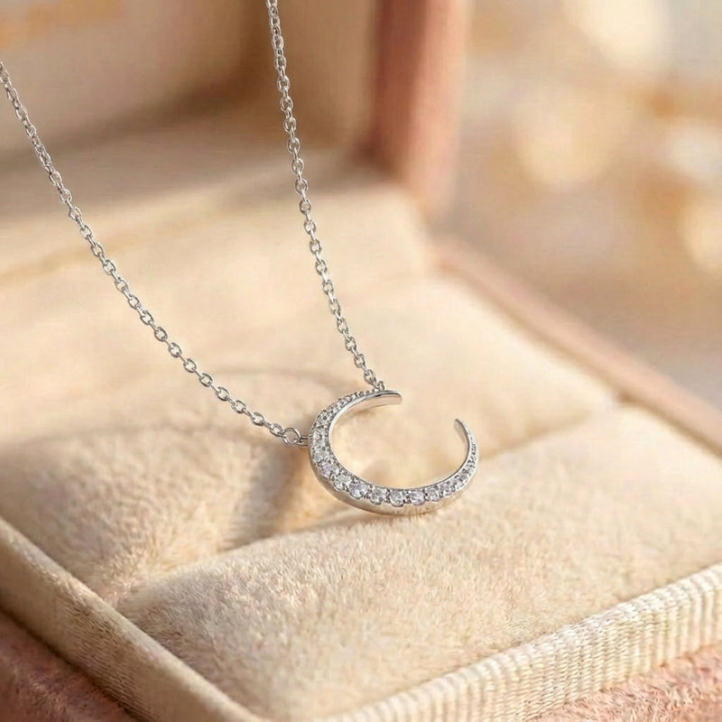 Vintage Moon Silver Necklace