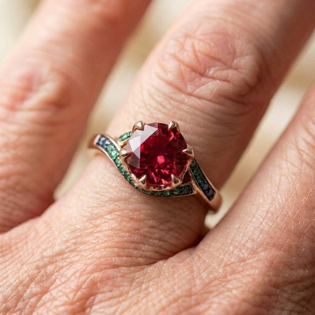 Vintage Red Round Stone Ring