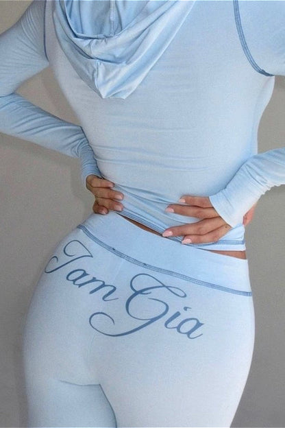 Retro Y2k Slim Letter Print Two-piece Set