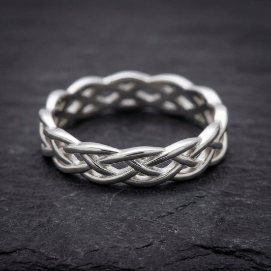 Twisted Silver Woven Band Ring