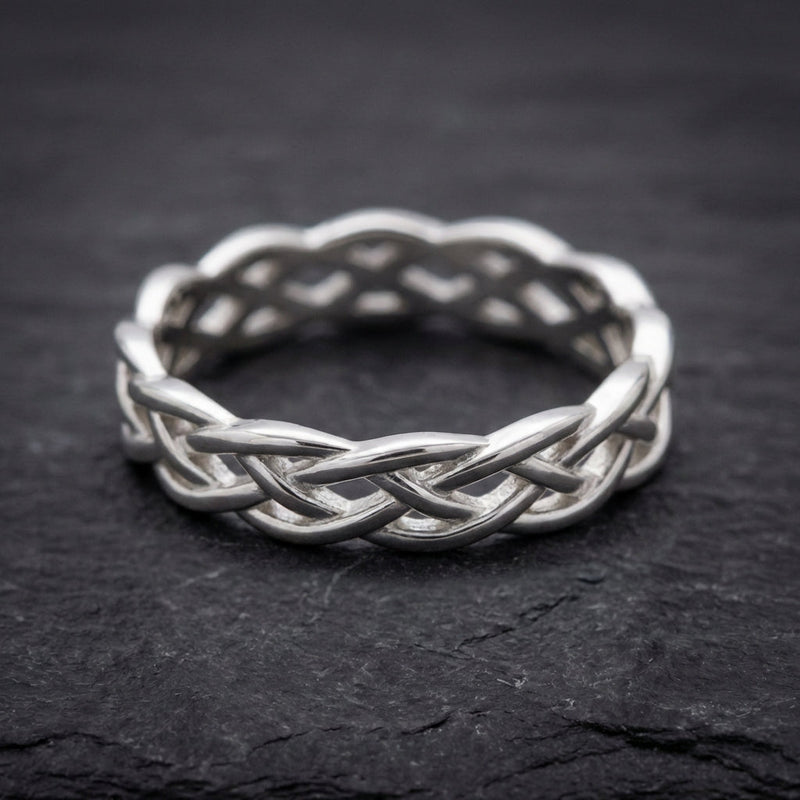 Twisted Silver Woven Band Ring