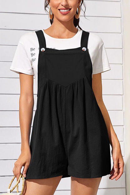 Cotton and Linen Loose One-piece Wide-leg Shorts