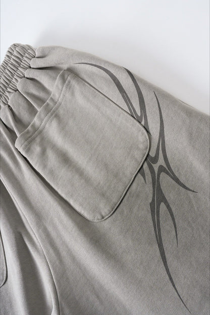 Letter Print Tie Wide Leg Sweat Pants
