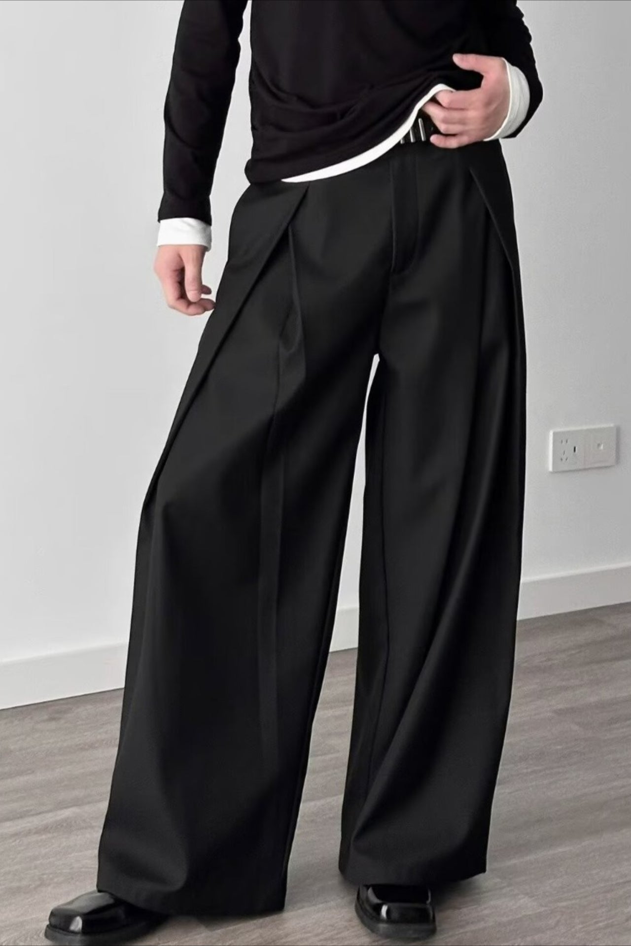 3d Pleat A-line Wide Leg Pants