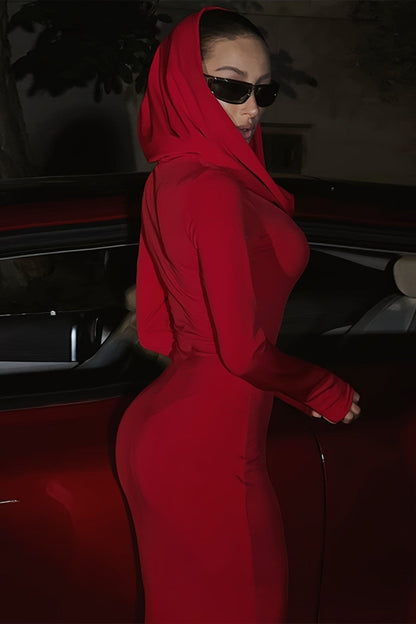 Slim Hooded Mermaid Maxi Dress