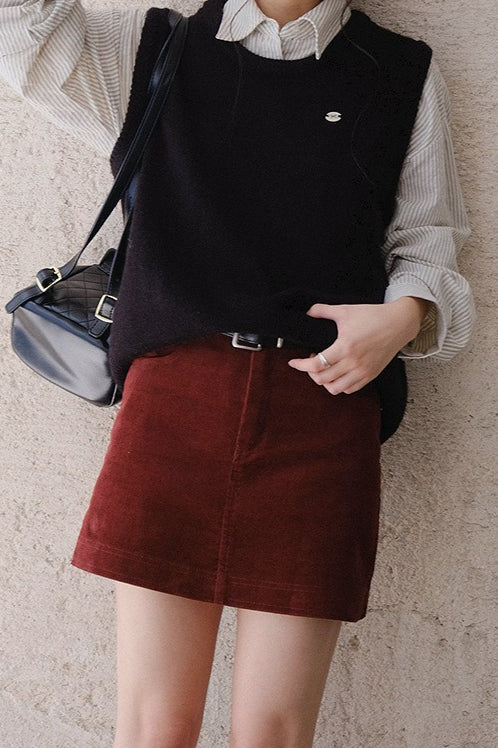Retro Corduroy A-line Skirt