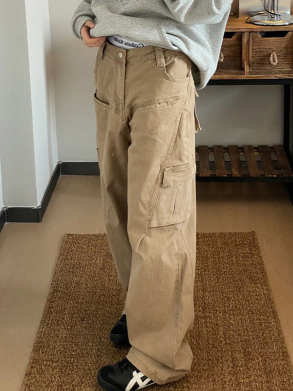 Khaki Cargo Pants With Pockets
