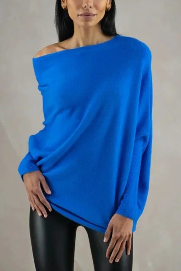 Color Round Neck Long Sleeve Loose Knitted Sweater