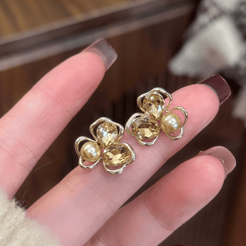 Elegant Citrine Pearl Earrings