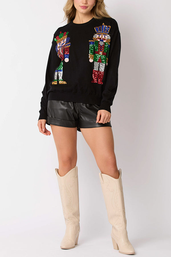 Christmas Soldier Sequined Sweatshirt