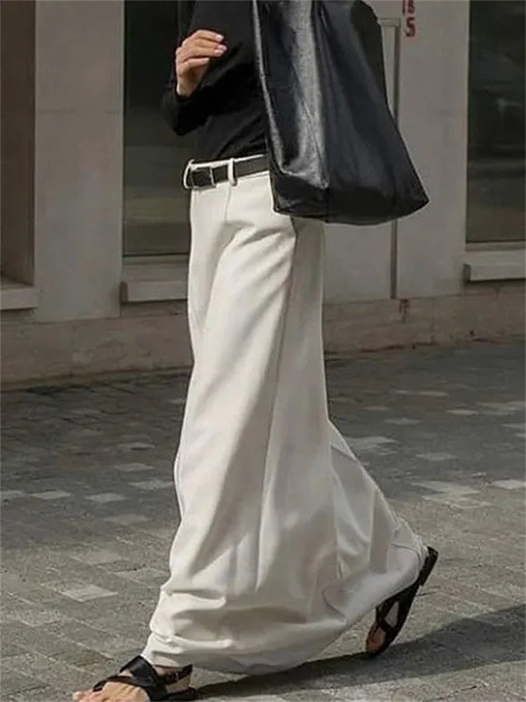 White High Waist Patchwork Long Skirt for Loose Pocket Summer Female Maxi Skirt