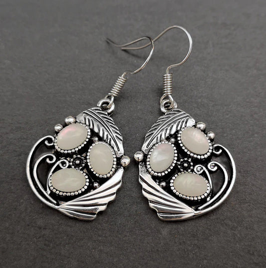 White Stone Earrings