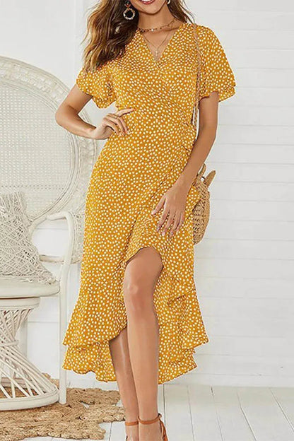 Chiffon Ruffle Split Maxi Dress