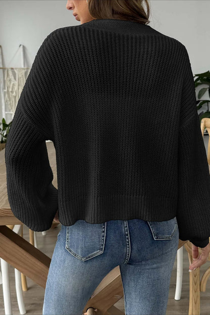 Short Knit Long Sleeve Cardigan