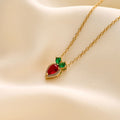 Elegant Ruby Leaf Necklace