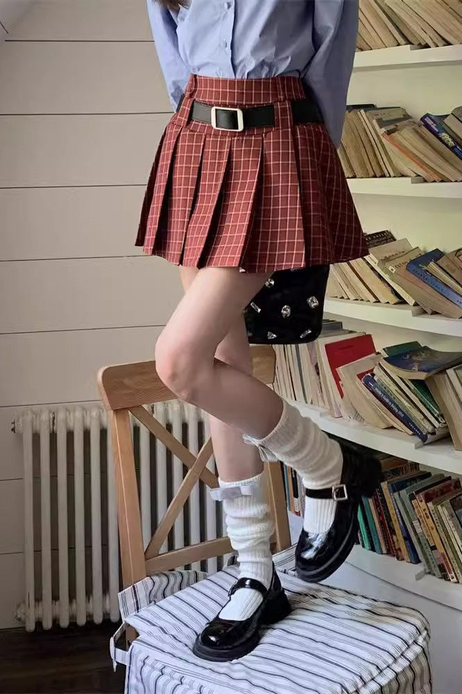 Plaid Pleated Skirt