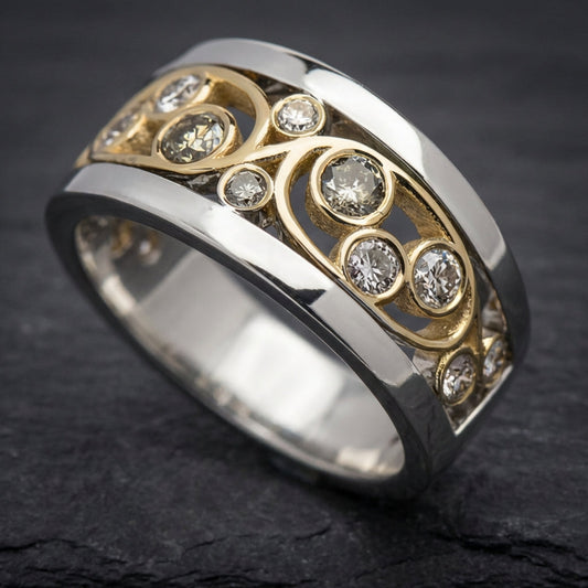 Vintage Gold & Silver Ivy Zirconia Ring