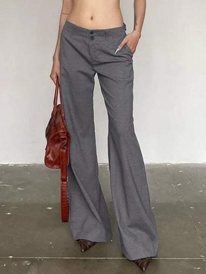 Gray Versatile Low Rise Tailored Pants