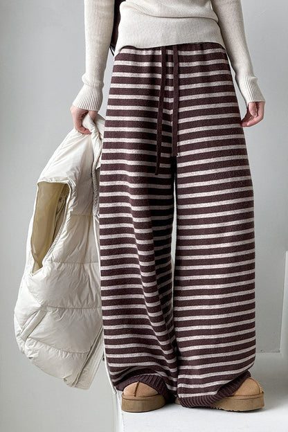 Striped Knit Thickened Pants