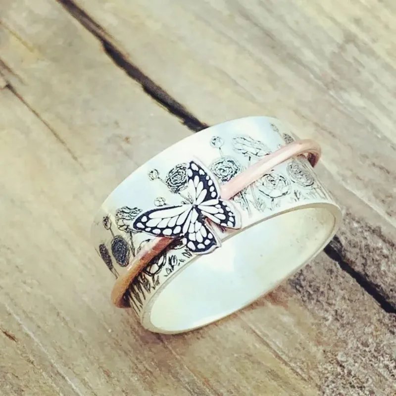 Vintage Butterfly Anxiety Ring