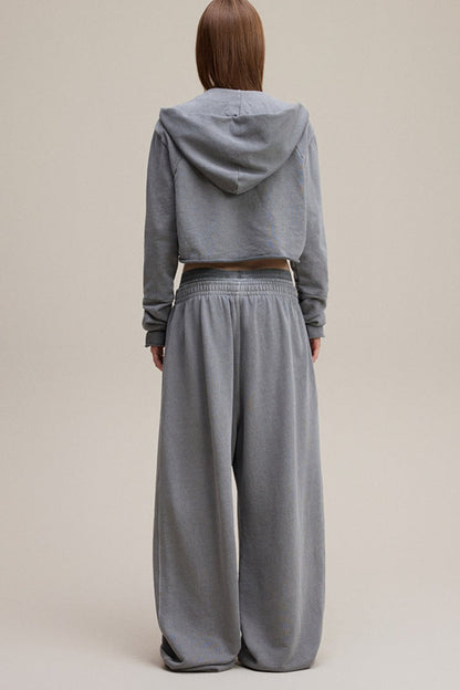 Double Waist Denim Knit Pants
