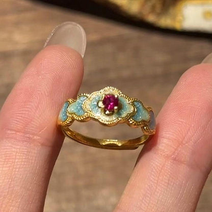 Vintage Turquoise Flower Ring