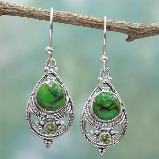 Vintage Green Turquoise Earrings