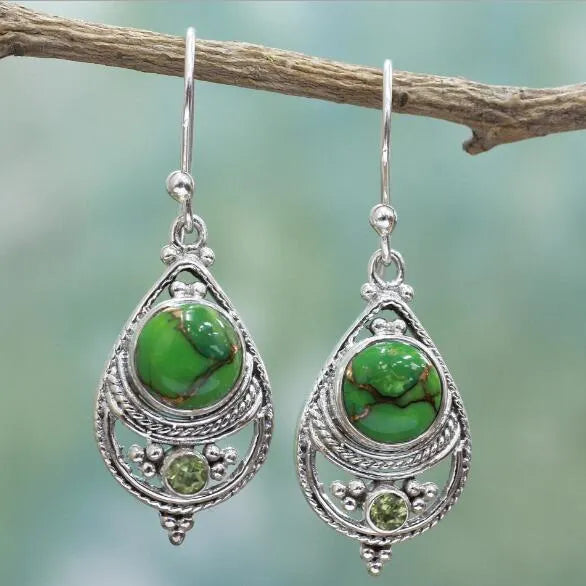 Vintage Green Turquoise Earrings