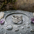 Vintage Wavy Bright Layered Silver Ring