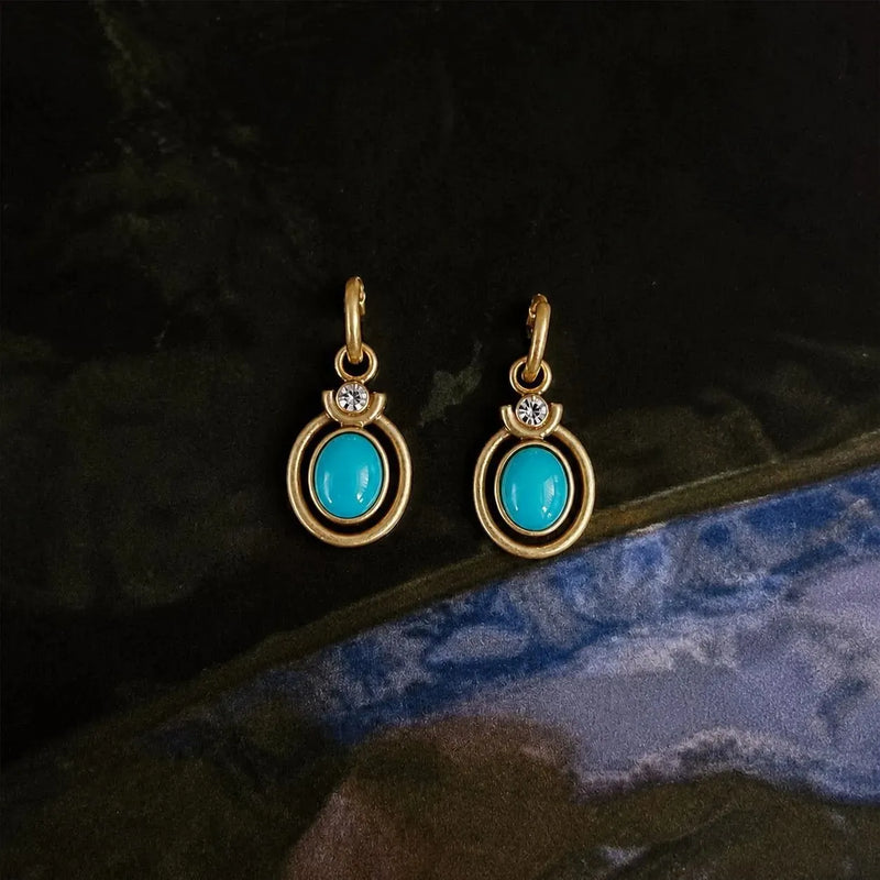 Vintage Green Zirconia Gold Earrings