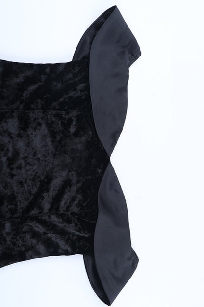 Off Shoulder Backless Velvet Bodycon Mini Dress