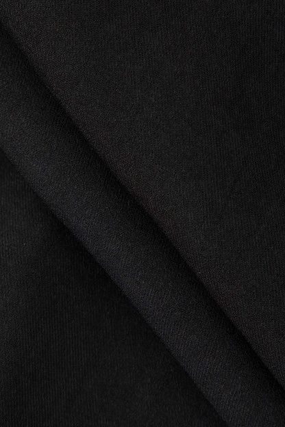 Black Draped Wrap Straight Leg Suit Pants