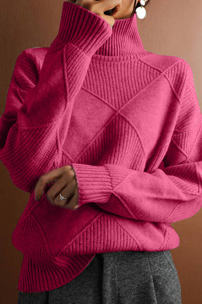 Color Turtleneck Loose Warm Knitted Sweater