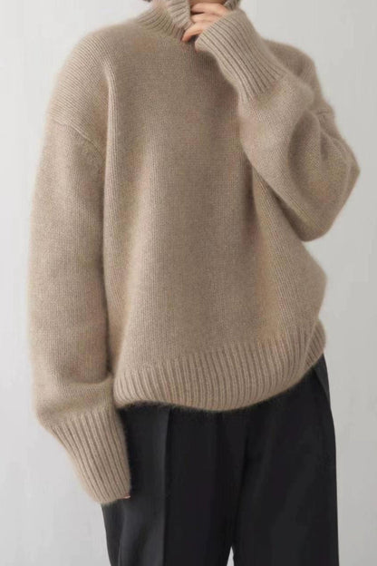 Minimalist Turtleneck Color Loose Fit Knit Sweater